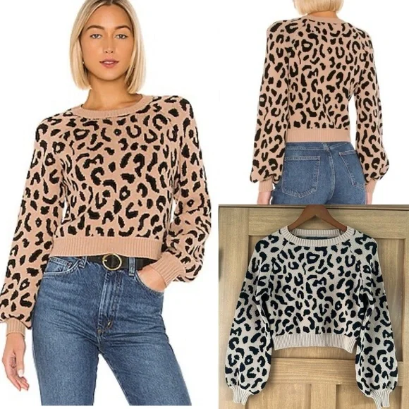 House Of Harlow 1960 x Revolve Leopard Callum Crewneck Sweater Women’s size XS - Picture 1 of 12